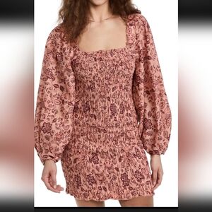 Free People Pink Floral Long Sleeve Dress